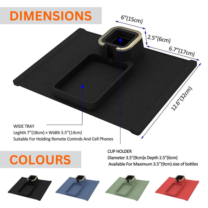 Portable Silicone Couch Armrest Coaster Cup Holder Storage Organizer Tray
