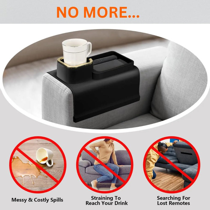 Portable Silicone Couch Armrest Coaster Cup Holder Storage Organizer Tray