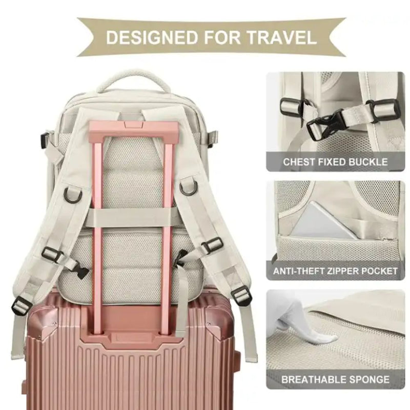 Large Waterproof Carry On Travel Backpack with USB Charging Port