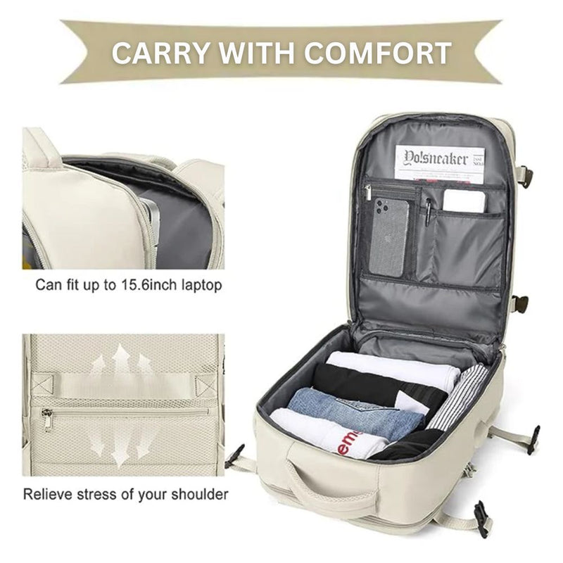 Large Waterproof Carry On Travel Backpack with USB Charging Port