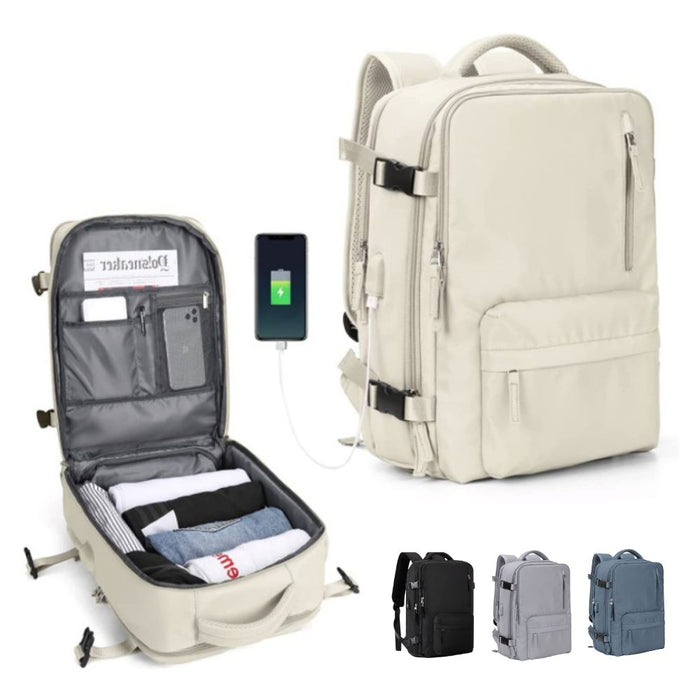 Large Waterproof Carry On Travel Backpack with USB Charging Port