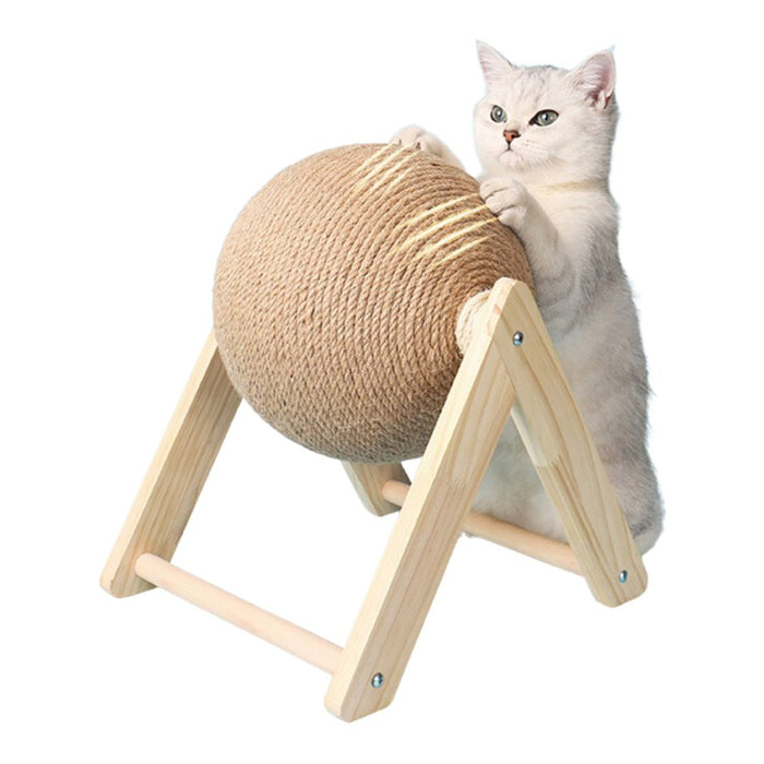 Interactive Wooden Sisal Cat Scratching Post Ball