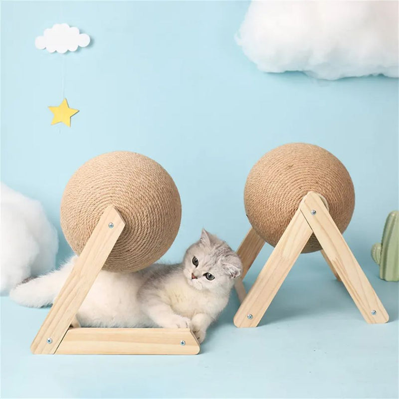 Interactive Wooden Sisal Cat Scratching Post Ball