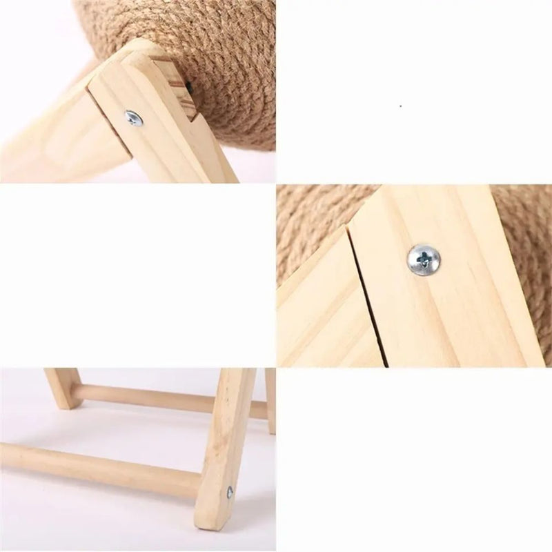 Interactive Wooden Sisal Cat Scratching Post Ball