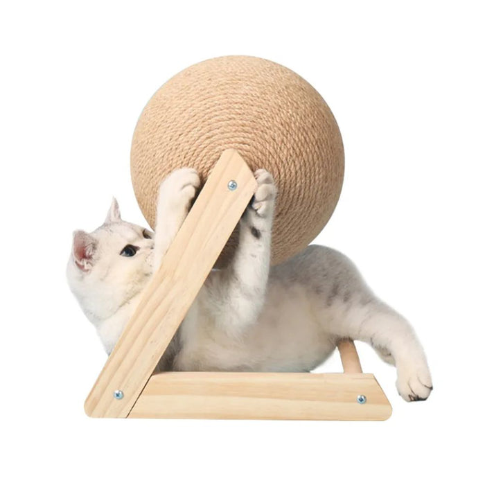 Interactive Wooden Sisal Cat Scratching Post Ball