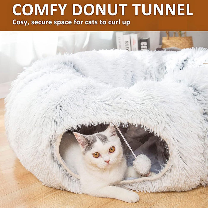 Warm and Fluffy Plush Pet Cat Tunnel Bed Playground