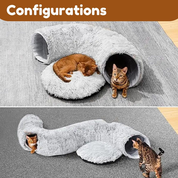 Warm and Fluffy Plush Pet Cat Tunnel Bed Playground