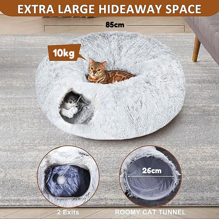 Warm and Fluffy Plush Pet Cat Tunnel Bed Playground