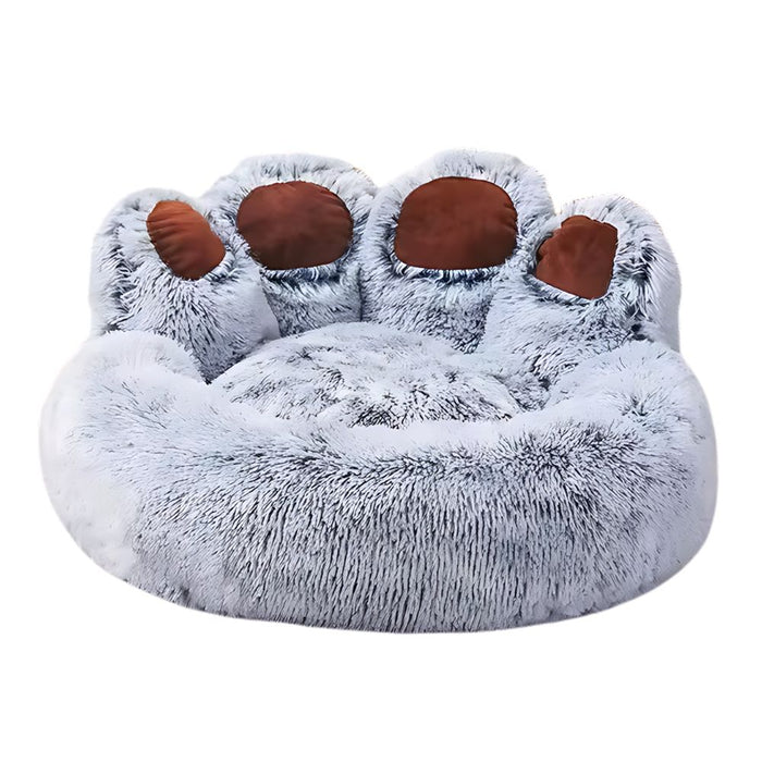 Round and Calming Non-Slip Paw Print Shaped Washable Pet Bed