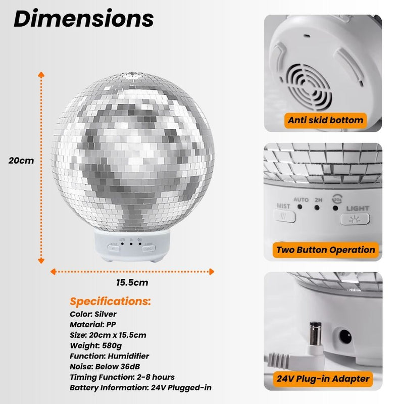 Rotating Disco Ball Light Up Humidifier and Scent Diffuser