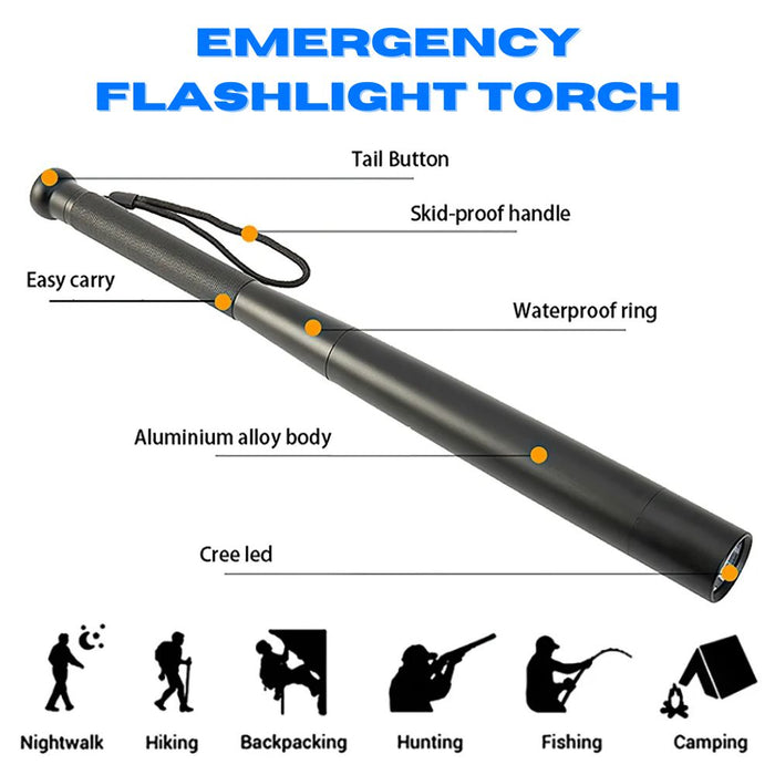 Heavy Duty LED Emergency Security Flashlight Torch - Battery Operated