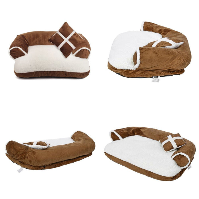 Soft and Comfortable Pet Sofa Bed with Cozy Pillows