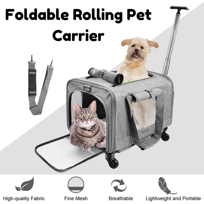 Foldable Modular Rolling Pet Carrier Airline Approved Pet Trolley Bag