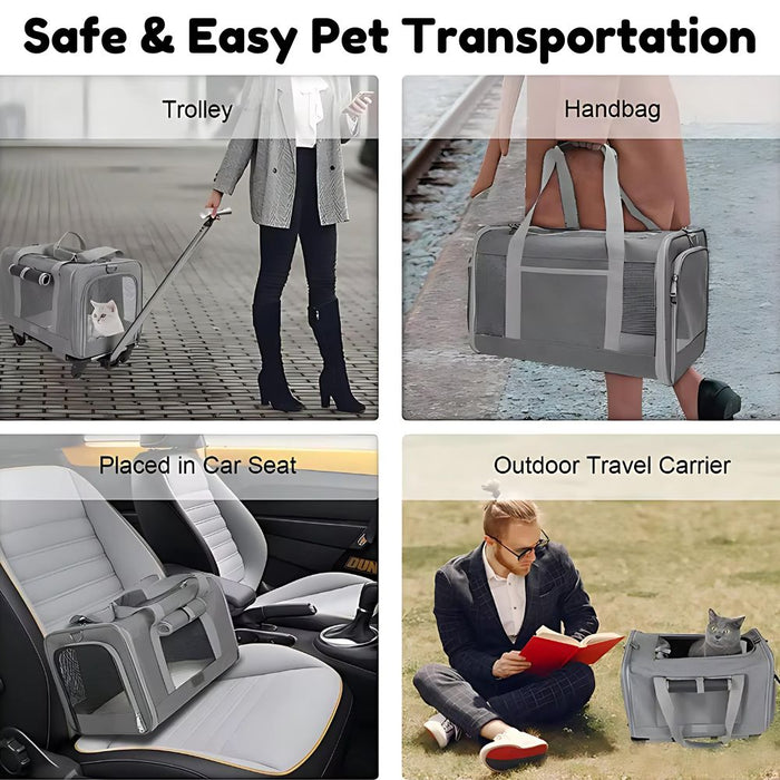 Foldable Modular Rolling Pet Carrier Airline Approved Pet Trolley Bag