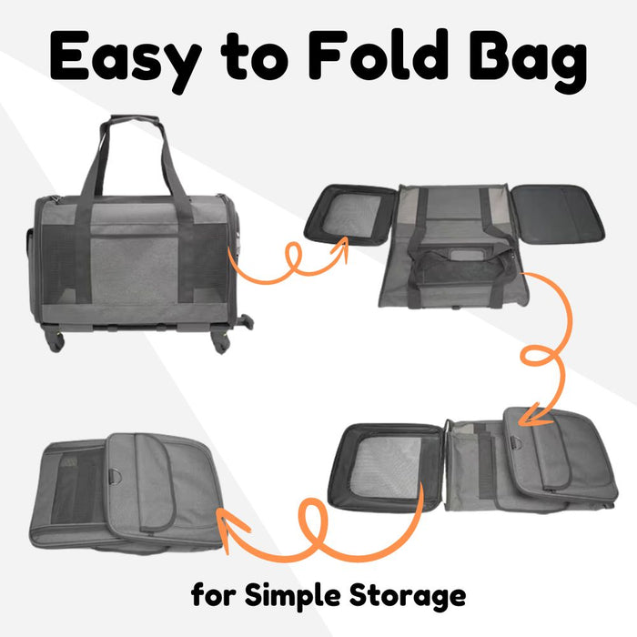 Foldable Modular Rolling Pet Carrier Airline Approved Pet Trolley Bag