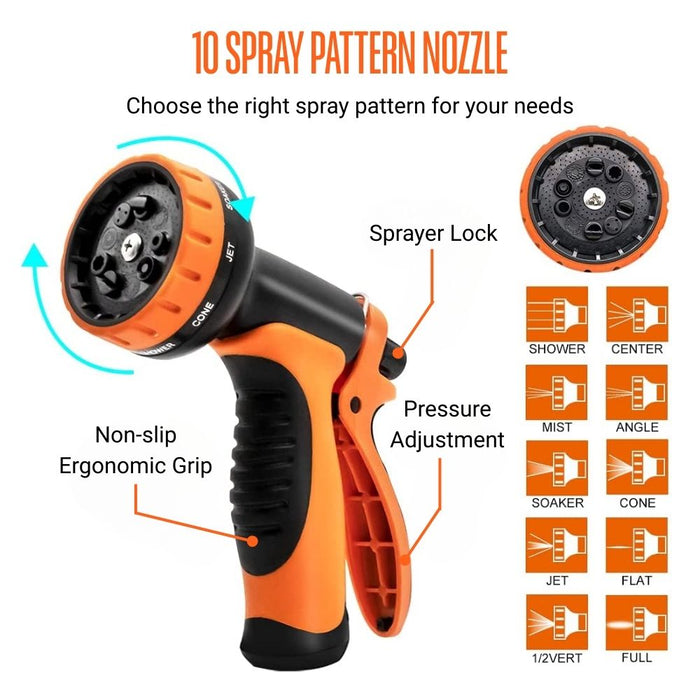 Expandable Garden Hose with 10 Spray Pattern Nozzle