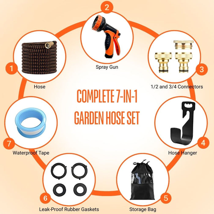 Expandable Garden Hose with 10 Spray Pattern Nozzle