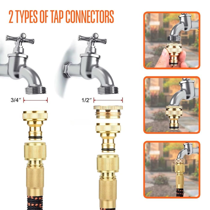 Expandable Garden Hose with 10 Spray Pattern Nozzle