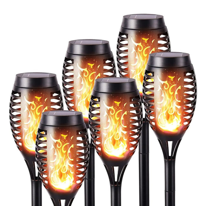 Solar-Powered Water Resistant 12 LED Flickering Torch Flame Outdoor Pathway Decorative Light