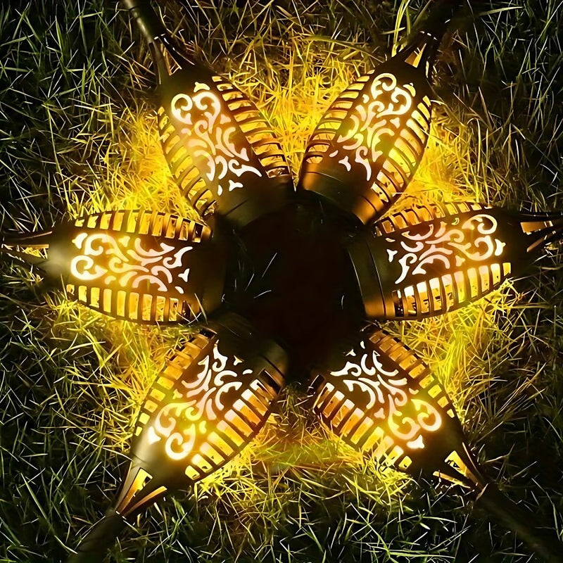 Solar-Powered Water Resistant 12 LED Flickering Torch Flame Outdoor Pathway Decorative Light