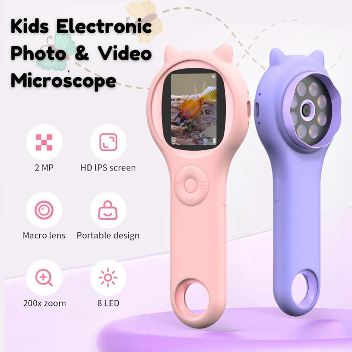 Kids Electronic Microscope With Photo And Video Record Function 500X Observe