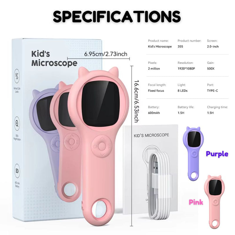 Kids Electronic Microscope With Photo And Video Record Function 500X Observe