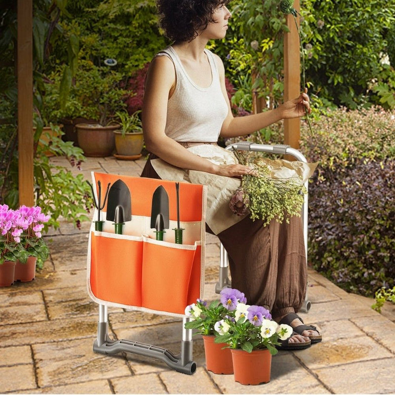 Foldable Kneeling Gardening Bench with Tool Storage Pouch
