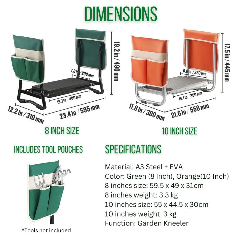 Foldable Kneeling Gardening Bench with Tool Storage Pouch