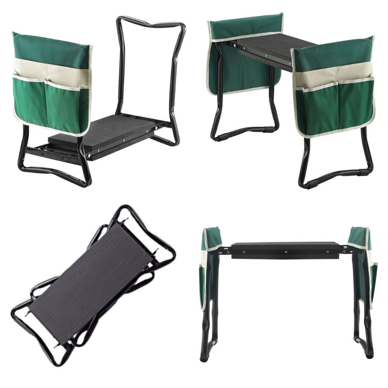 Foldable Kneeling Gardening Bench with Tool Storage Pouch