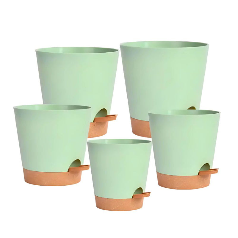 Set of 5 Self Watering Planters with Drainage Holes