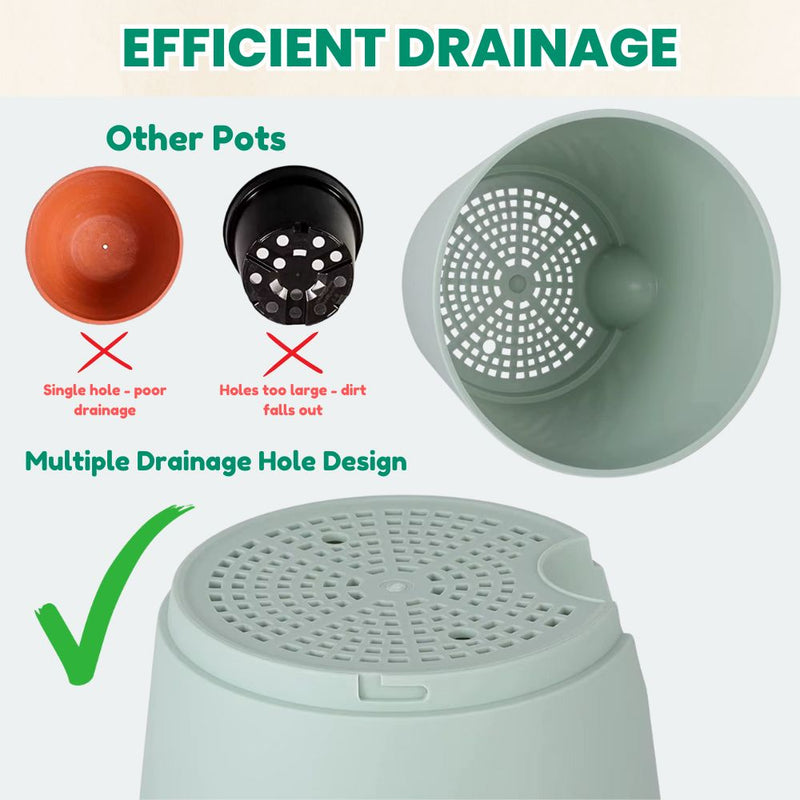 Set of 5 Self Watering Planters with Drainage Holes
