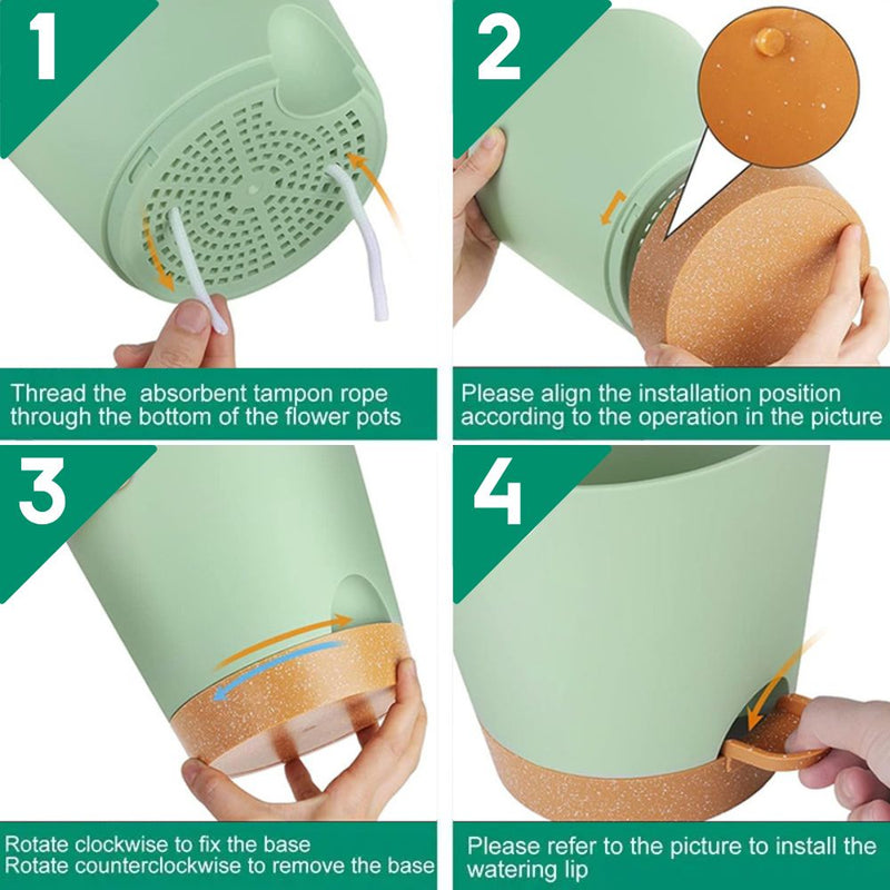Set of 5 Self Watering Planters with Drainage Holes