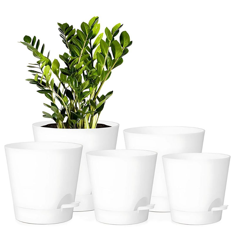 Set of 5 Self Watering Planters with Drainage Holes