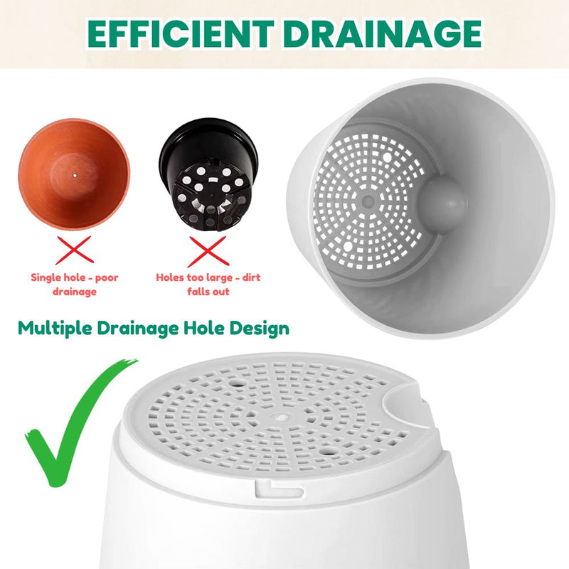 Set of 5 Self Watering Planters with Drainage Holes