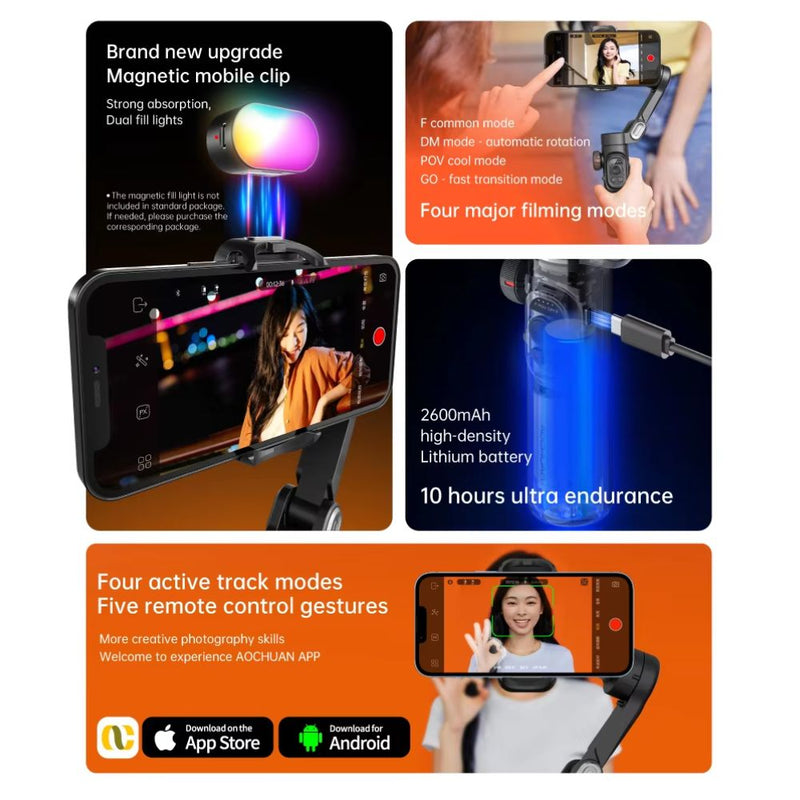 Aochuan Smart G1 3 Axis Handheld Smartphone Gimbal Stabilizer for iPhone & Android