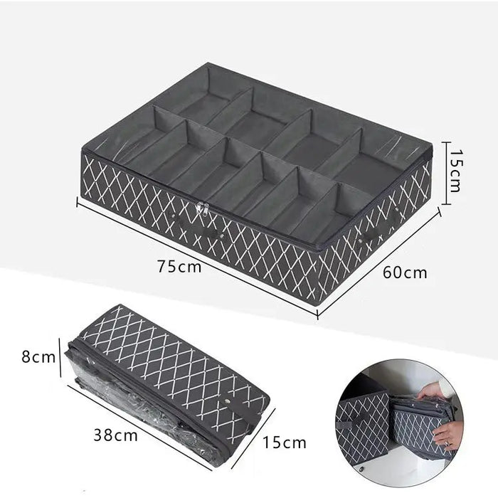 Foldable Under Bed 10 Compartment Shoe Storage Organizer