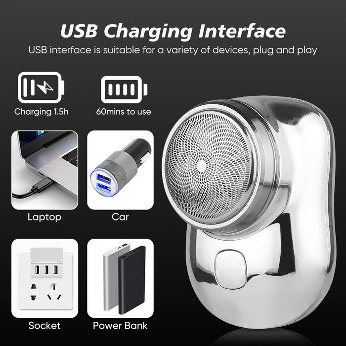 Portable Pocket Size Wet and Dry Electric Shaver Washable Razor- USB Rechargeable