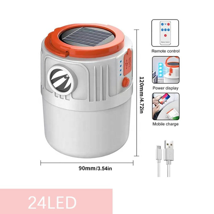 Solar and USB Rechargeable Portable Camping Lantern with Remote Control