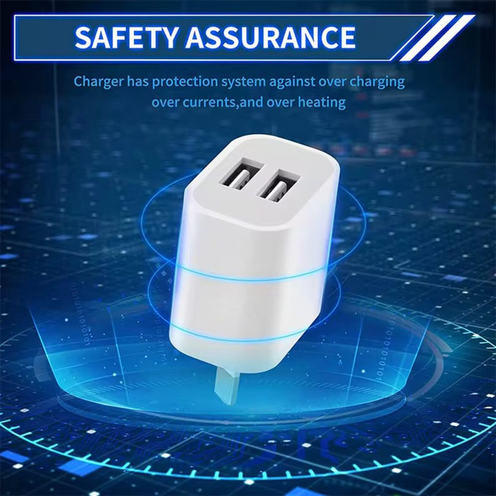 5V 2A High Compatibility 2 USB Ports Charger for Smartphones and Rechargeable Devices AU Plug (White)