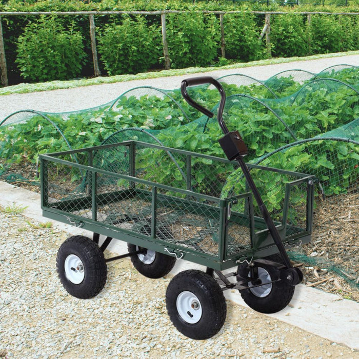 Mesh Garden Steel Cart - Green