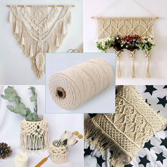 Natural DIY Twisted Macrame Crafting Cord Cotton Rope String