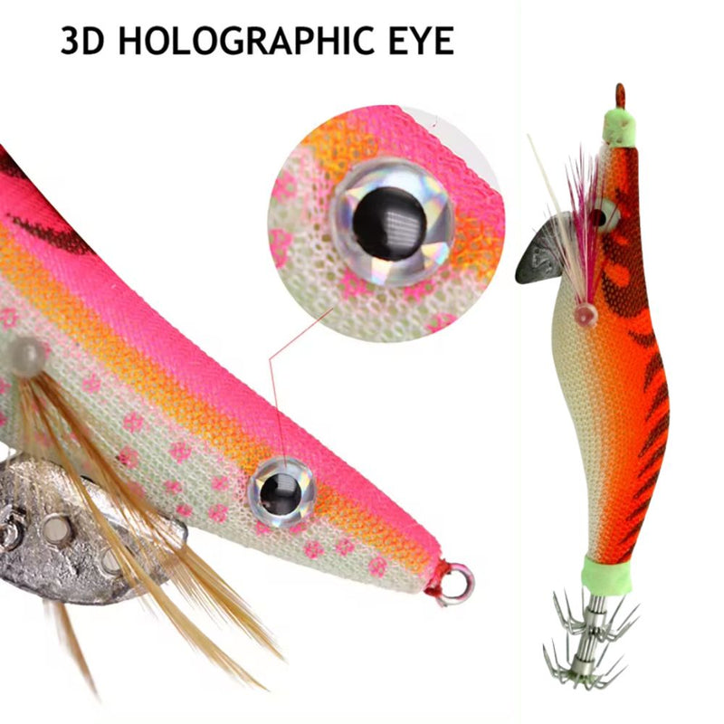 8cm Plastic Hard Baits Squid Fishing Lure Decoy Shrimp Baits - Orange