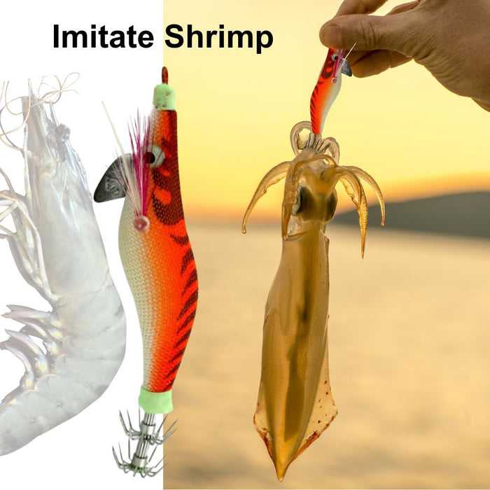 8cm Plastic Hard Baits Squid Fishing Lure Decoy Shrimp Baits - Orange