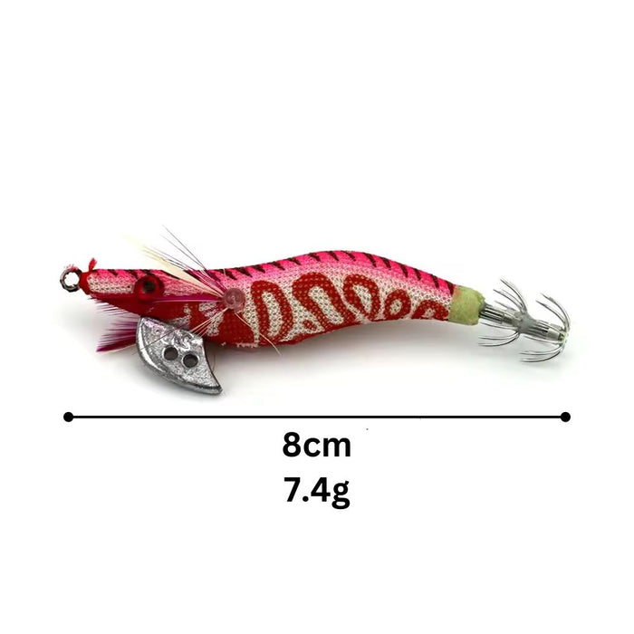 8cm Plastic Hard Baits Squid Fishing Lure Decoy Shrimp Baits - Magenta+Dark Red
