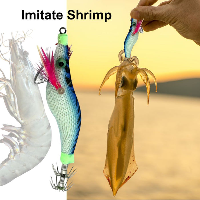 8cm Plastic Hard Baits Squid Fishing Lure Decoy Shrimp Baits - Blue