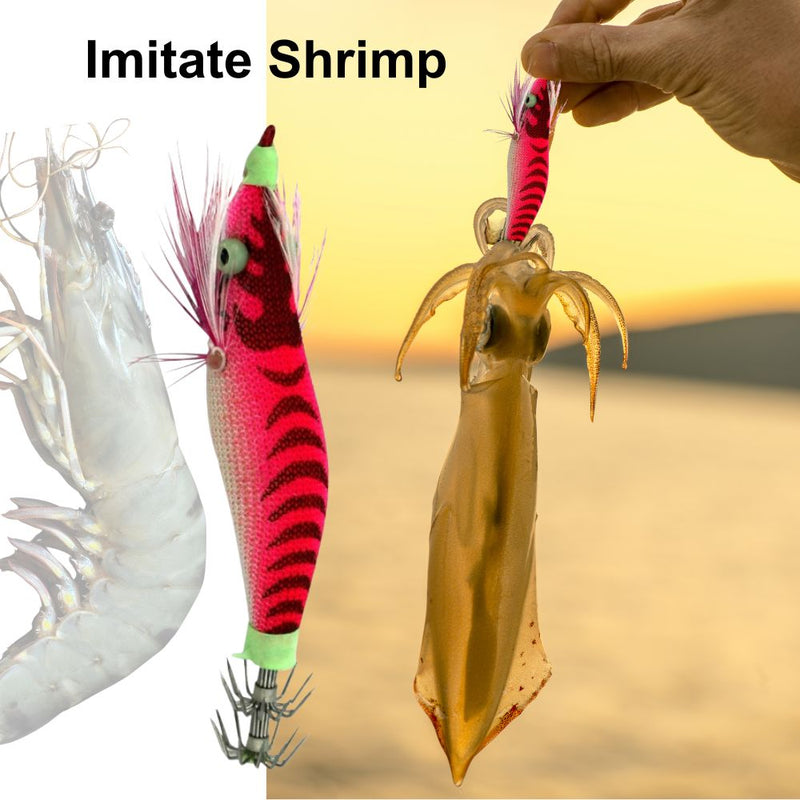 8cm Plastic Hard Baits Squid Fishing Lure Decoy Shrimp Baits - Magenta