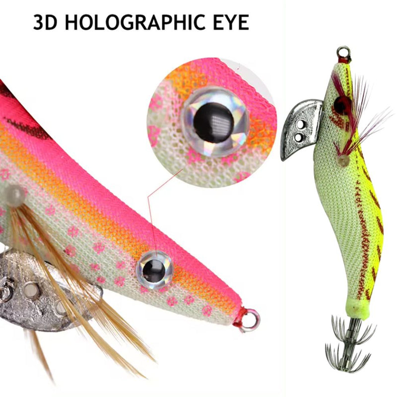 8cm Plastic Hard Baits Squid Fishing Lure Decoy Shrimp Baits - Yellow