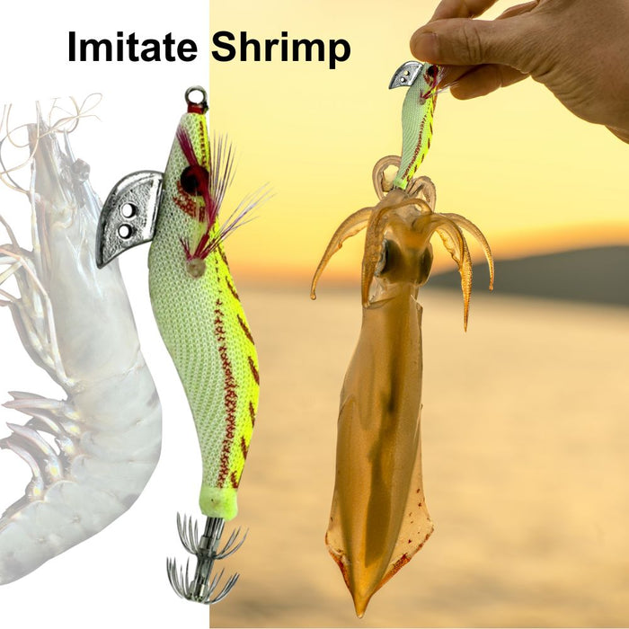8cm Plastic Hard Baits Squid Fishing Lure Decoy Shrimp Baits - Yellow