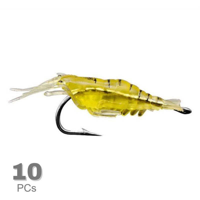 10 PCS 40mm 1.5g Artificial Shrimp Fishing Lure Bait Hooks - Yellow