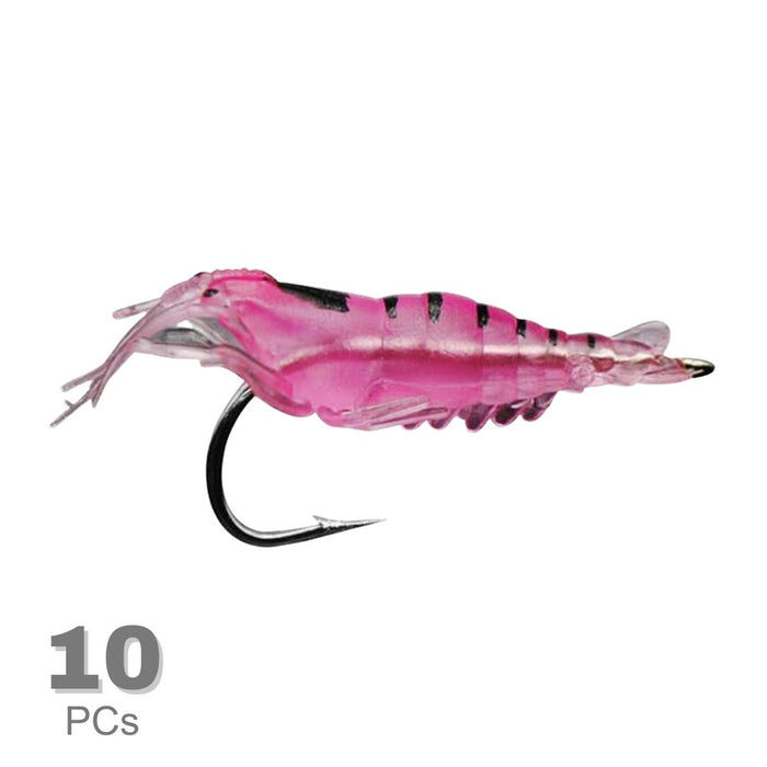 10 PCS 40mm 1.5g Artificial Shrimp Fishing Lure Bait Hooks - Pink
